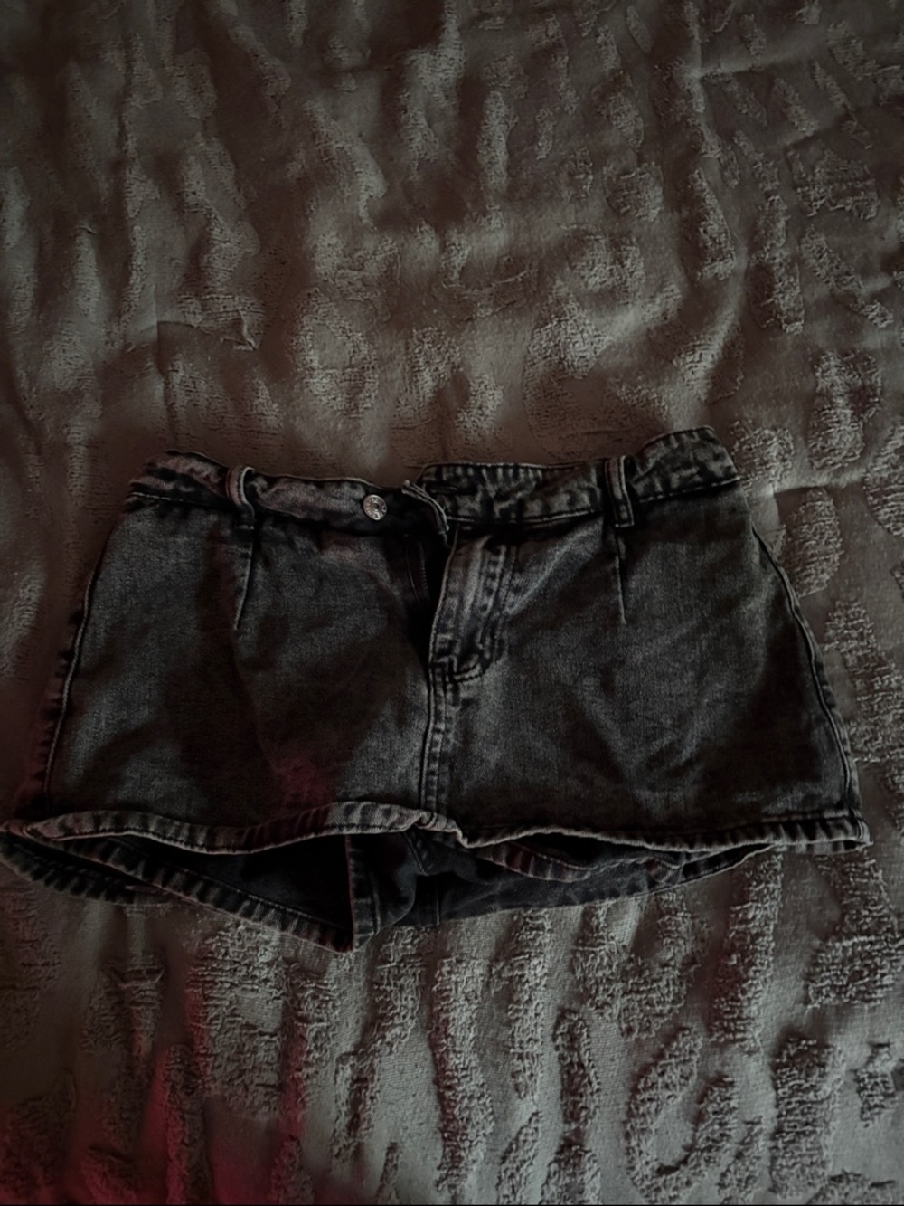 SHEIN Black Washed Denim Mini Skort